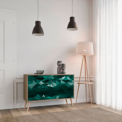 Credenza POLYGONALE FLUTTUANTE a 2 ante in effetto rovere
