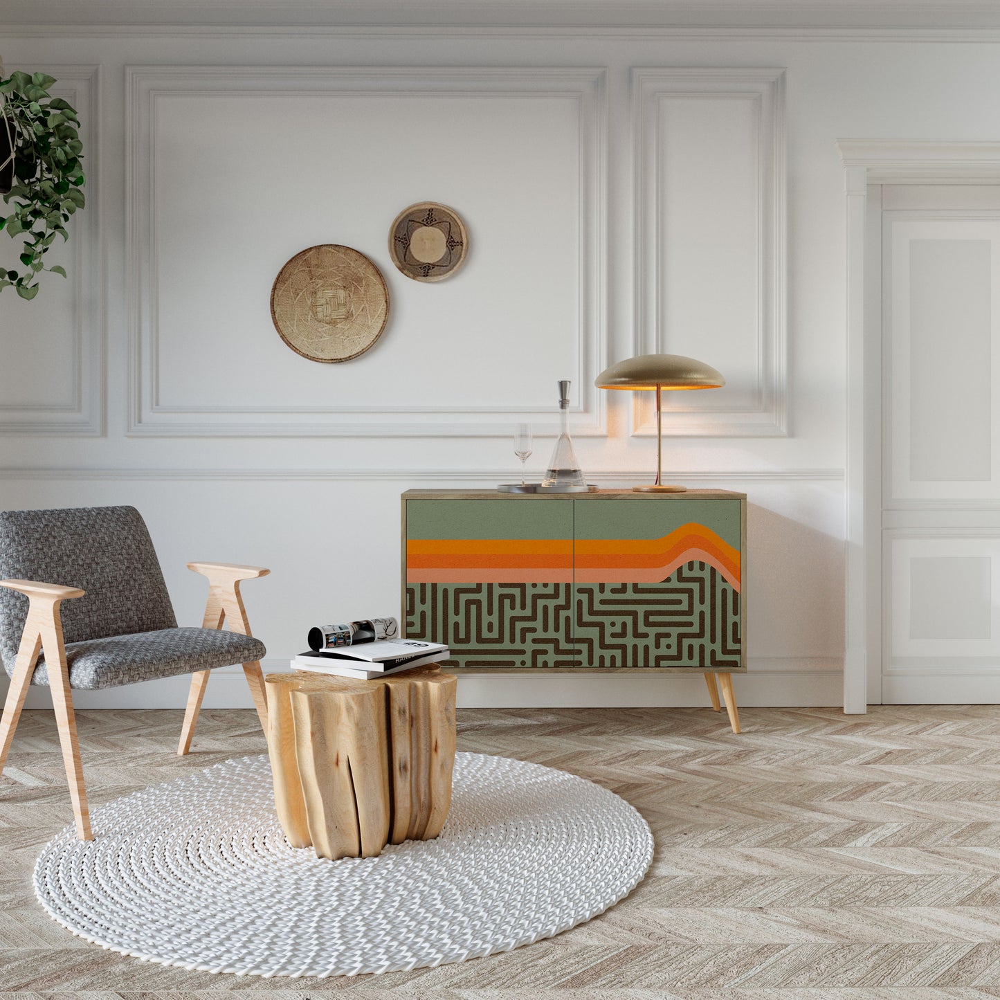 Credenza a 2 ante SIMPLE SOLUTIONS in effetto rovere