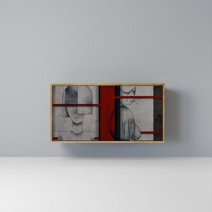 Credenza a 2 ante GRAY FIGURES in effetto rovere
