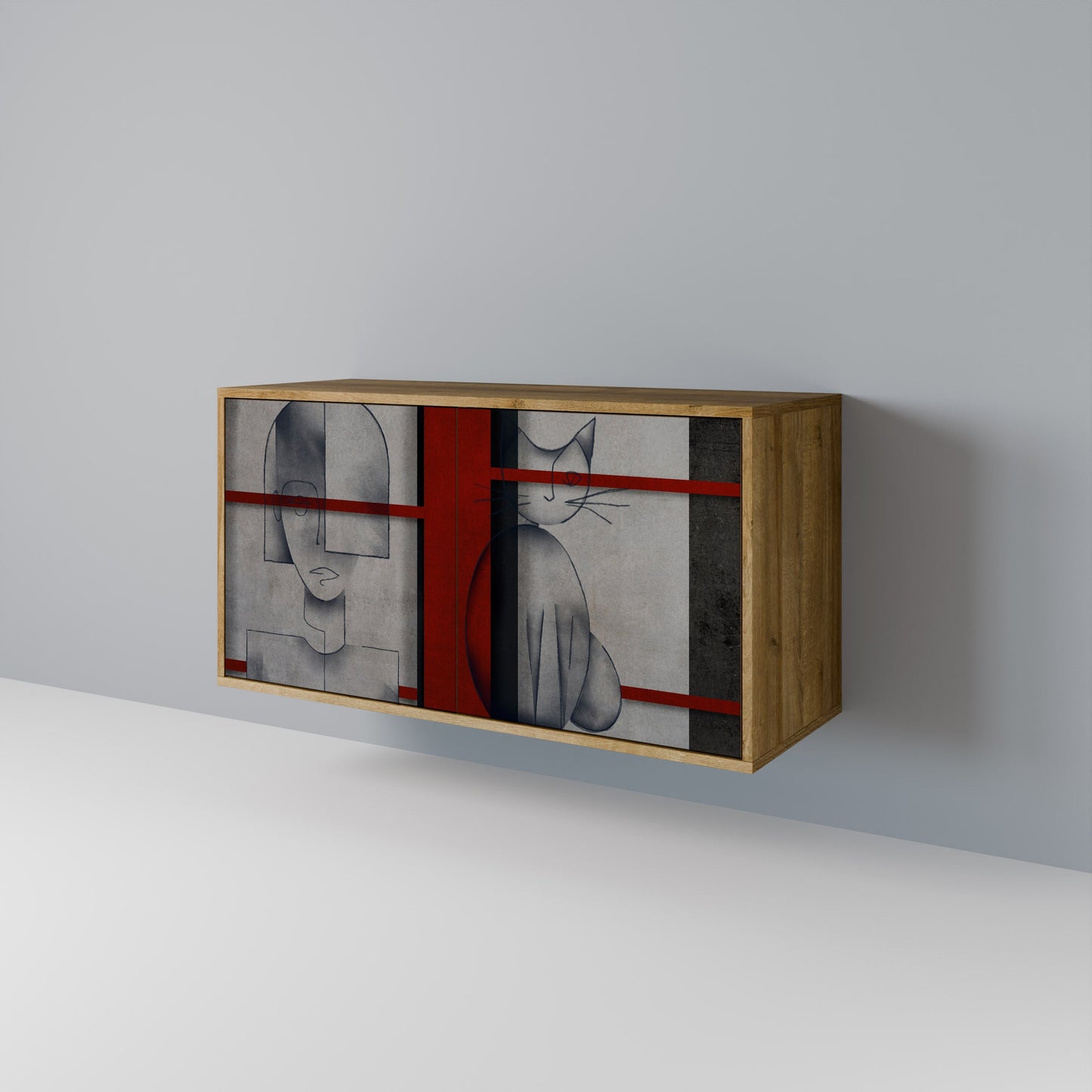 Credenza a 2 ante GRAY FIGURES in effetto rovere