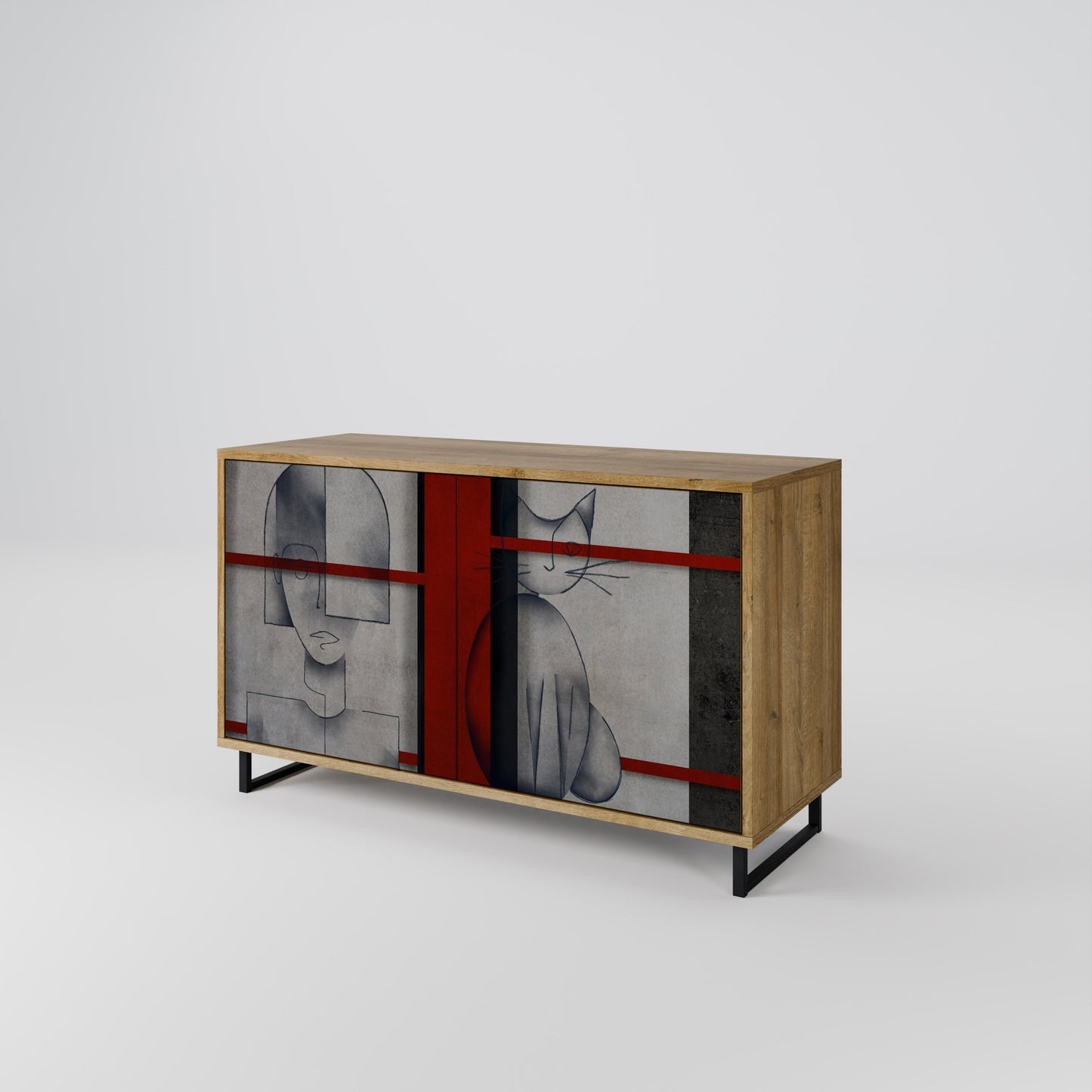 Credenza a 2 ante GRAY FIGURES in effetto rovere