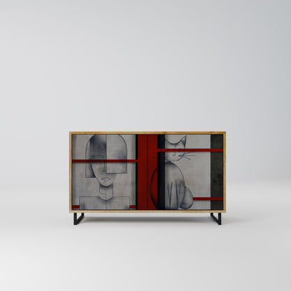 Credenza a 2 ante GRAY FIGURES in effetto rovere