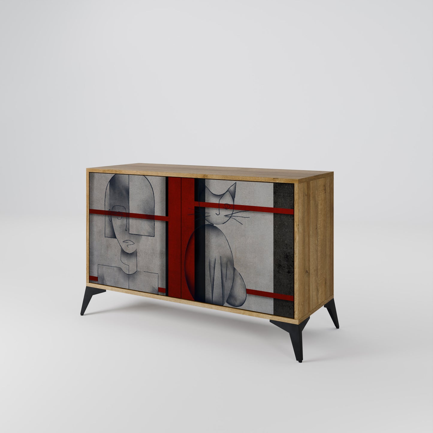 Credenza a 2 ante GRAY FIGURES in effetto rovere