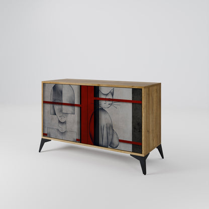 Credenza a 2 ante GRAY FIGURES in effetto rovere