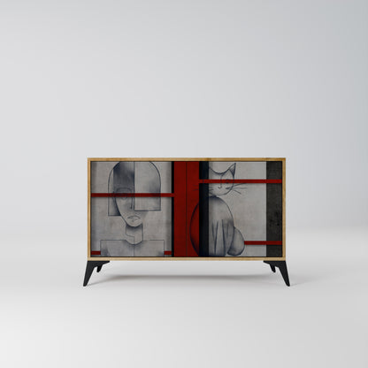Credenza a 2 ante GRAY FIGURES in effetto rovere