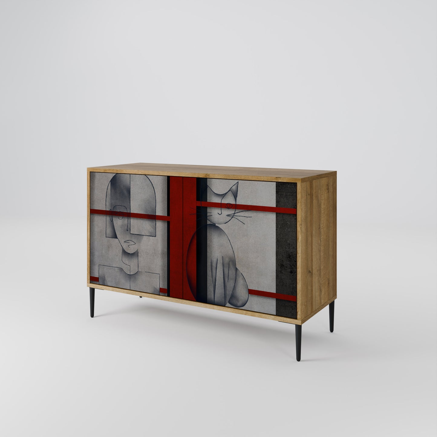 Credenza a 2 ante GRAY FIGURES in effetto rovere