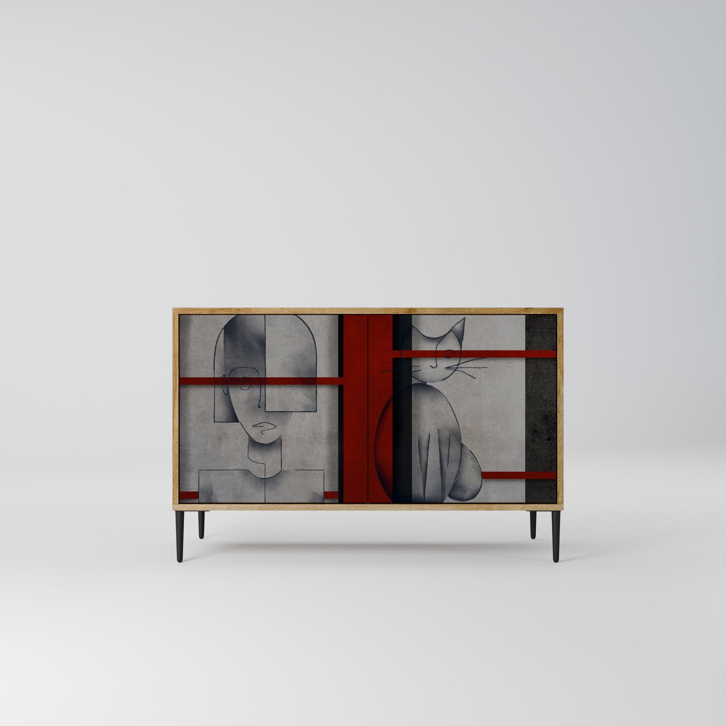 Credenza a 2 ante GRAY FIGURES in effetto rovere