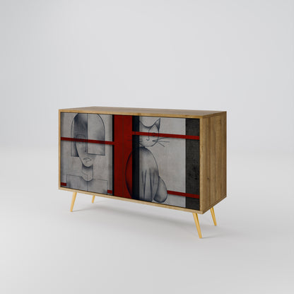 Credenza a 2 ante GRAY FIGURES in effetto rovere