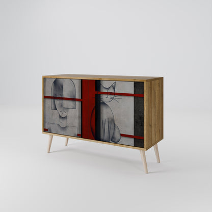Credenza a 2 ante GRAY FIGURES in effetto rovere