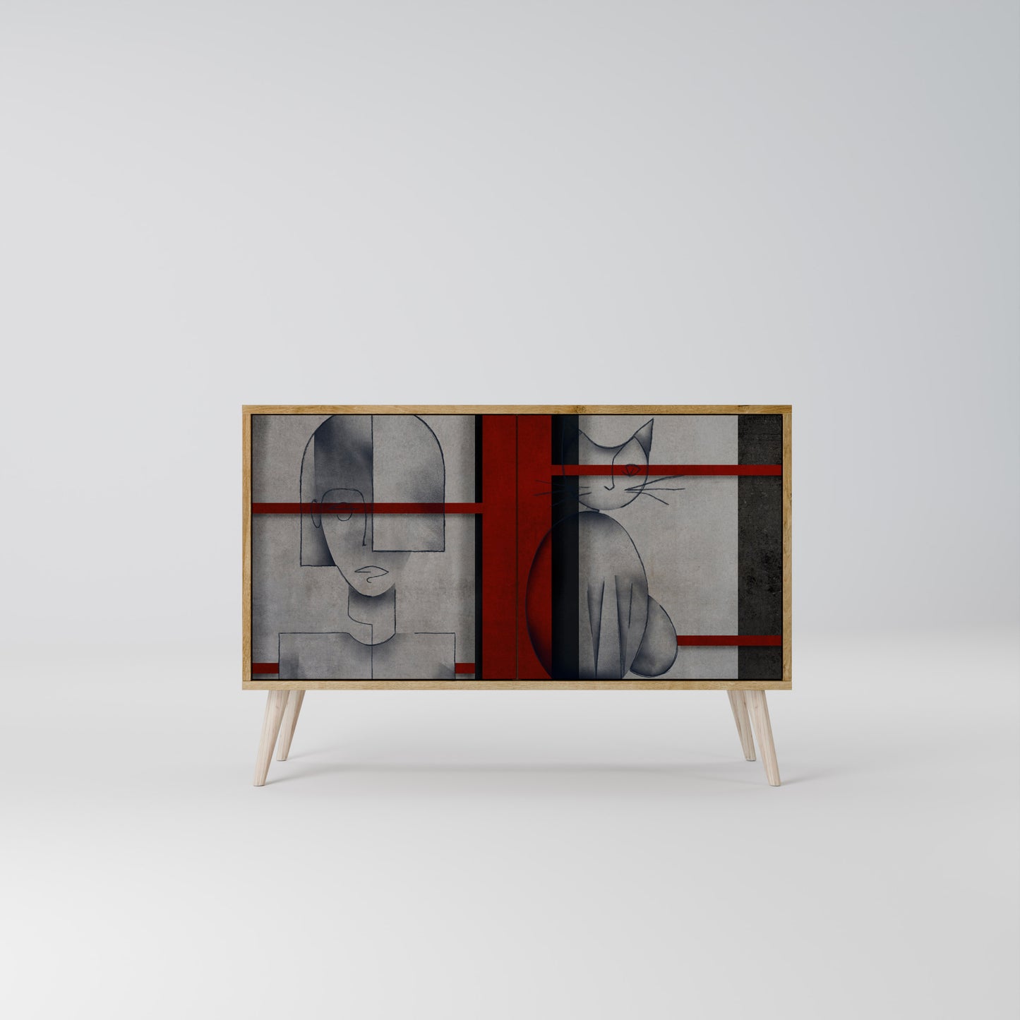 Credenza a 2 ante GRAY FIGURES in effetto rovere