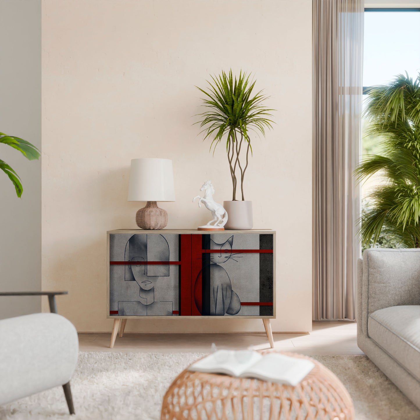 Credenza a 2 ante GRAY FIGURES in effetto rovere