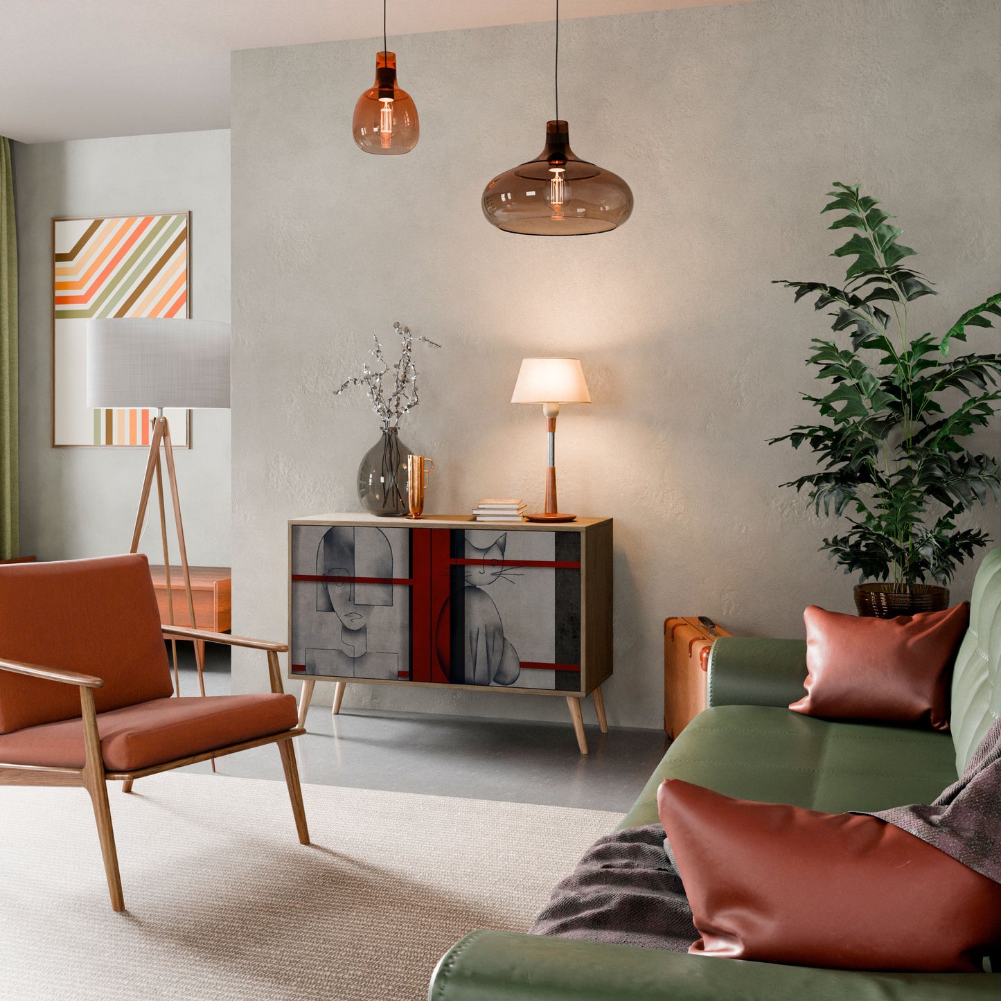 Credenza a 2 ante GRAY FIGURES in effetto rovere