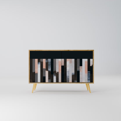 Credenza a 2 ante COLLAGE OF RECTANGLES in effetto rovere