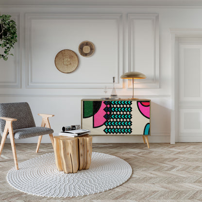 Credenza GEOMETRIC RHAPSODY a 2 ante in effetto rovere