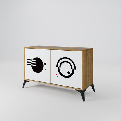 BLACK AND WHITE COMBINATION 2-Door Sideboard in Oak Effect