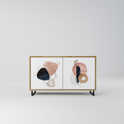 Credenza a 2 ante COLORFUL SHAPES in effetto rovere