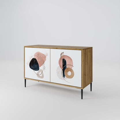 Credenza a 2 ante COLORFUL SHAPES in effetto rovere