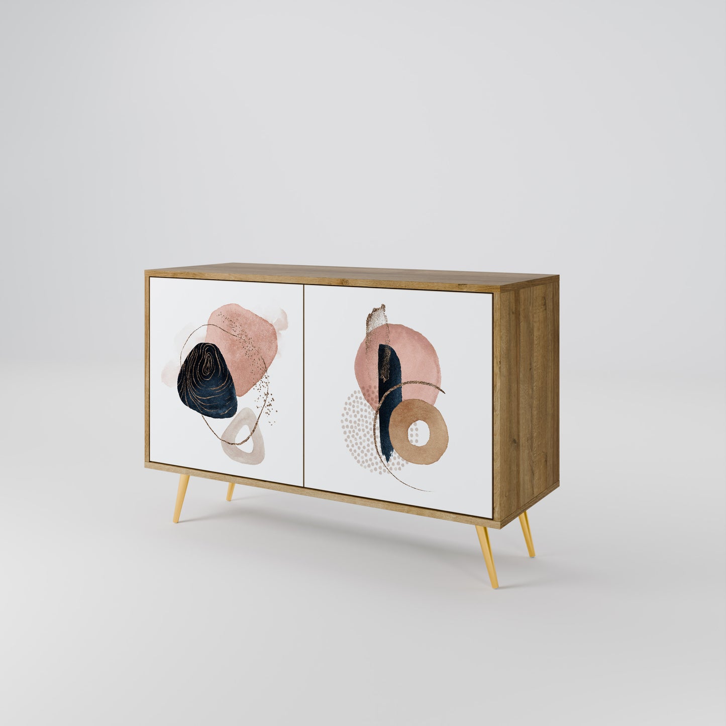 Credenza a 2 ante COLORFUL SHAPES in effetto rovere