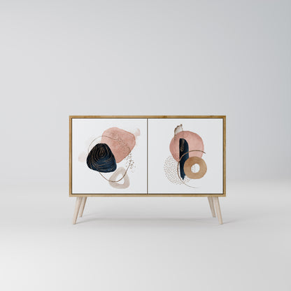 Credenza a 2 ante COLORFUL SHAPES in effetto rovere