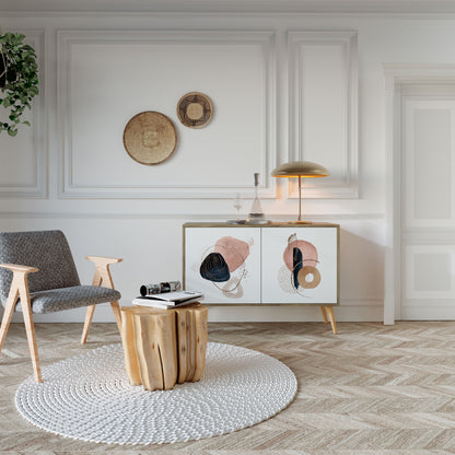 Credenza a 2 ante COLORFUL SHAPES in effetto rovere