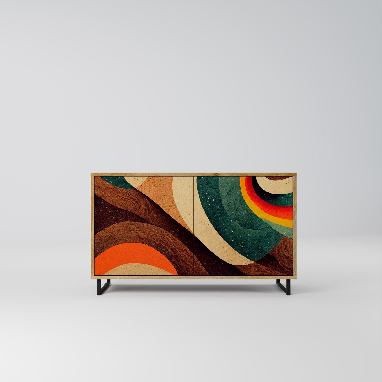 Credenza a 2 ante COLORFUL STRANDS in effetto rovere