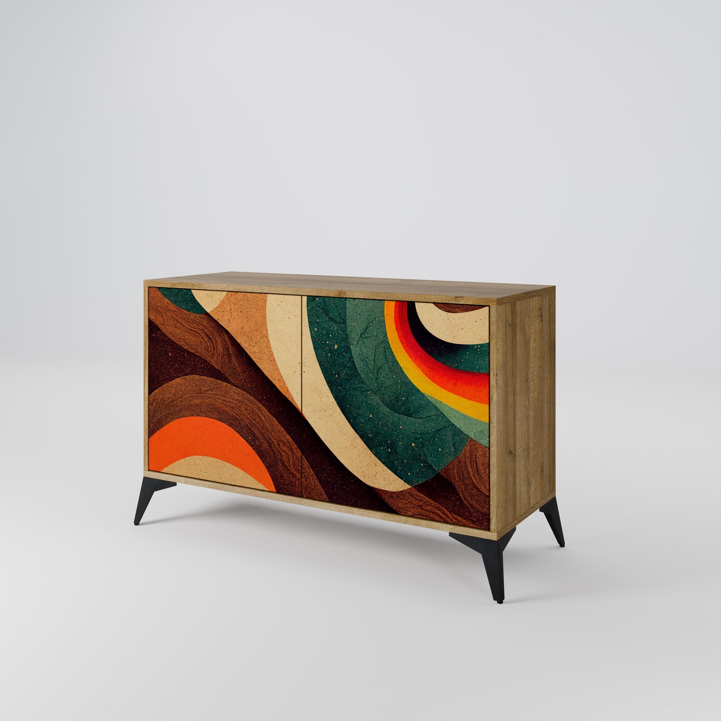 Credenza a 2 ante COLORFUL STRANDS in effetto rovere