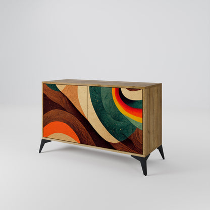 Credenza a 2 ante COLORFUL STRANDS in effetto rovere