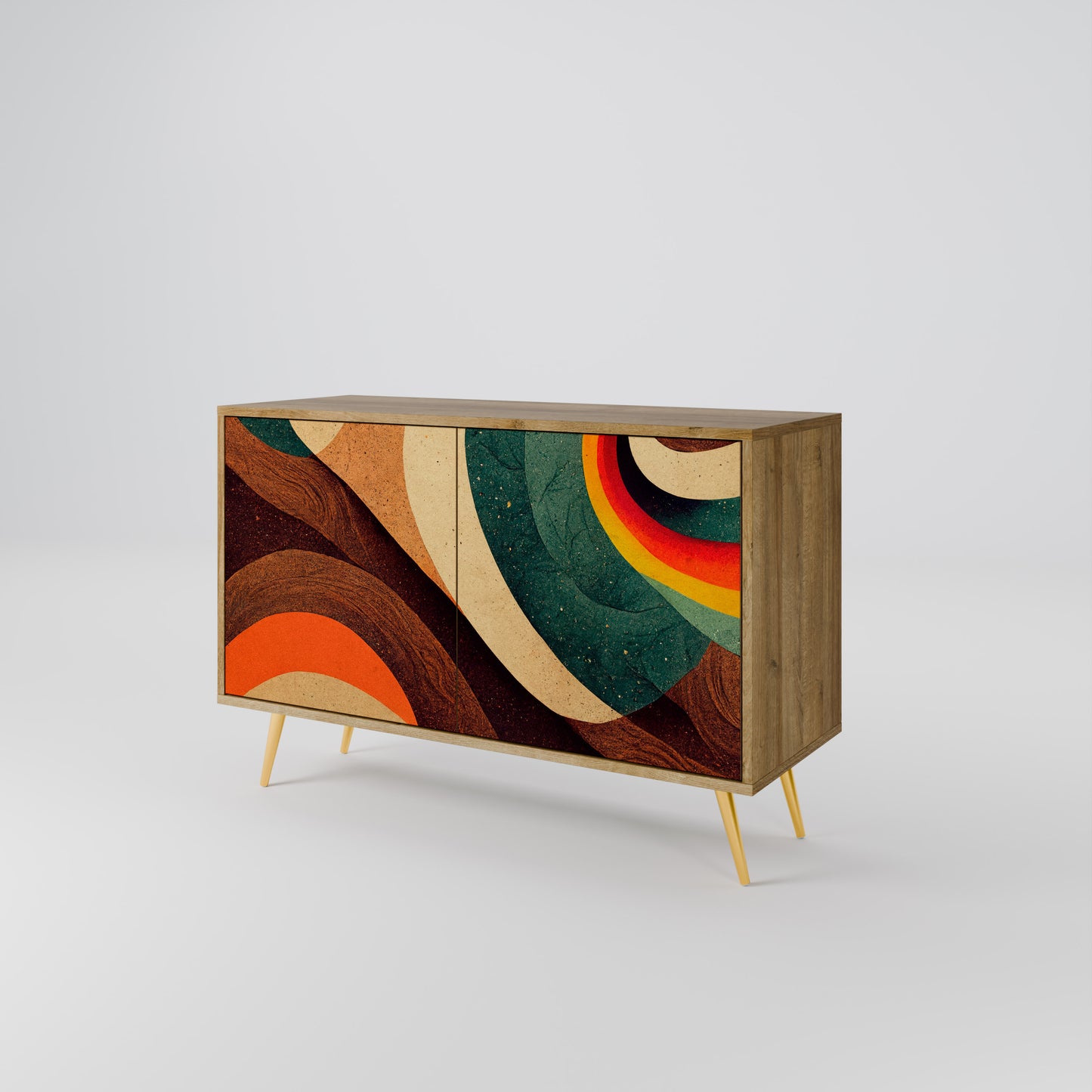 Credenza a 2 ante COLORFUL STRANDS in effetto rovere