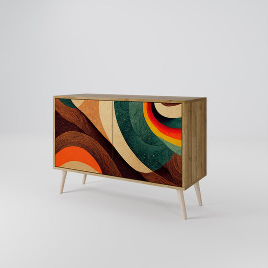Credenza a 2 ante COLORFUL STRANDS in effetto rovere