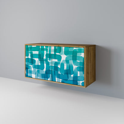 Credenza a 2 ante TURQUOISE RECTANGLES in effetto rovere