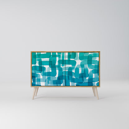 Credenza a 2 ante TURQUOISE RECTANGLES in effetto rovere