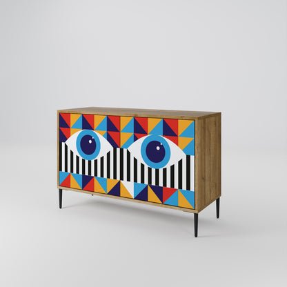 ASTRAZIONE E GEOMETRIA Credenza a 2 ante in effetto rovere