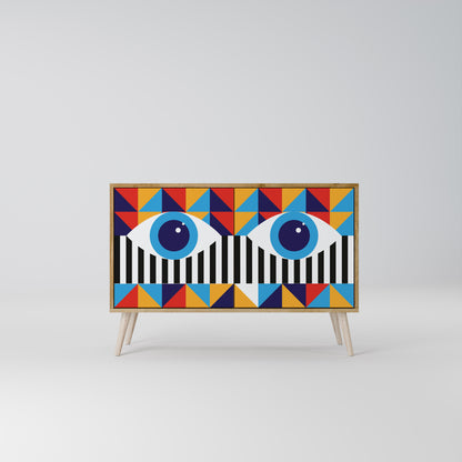 ASTRAZIONE E GEOMETRIA Credenza a 2 ante in effetto rovere