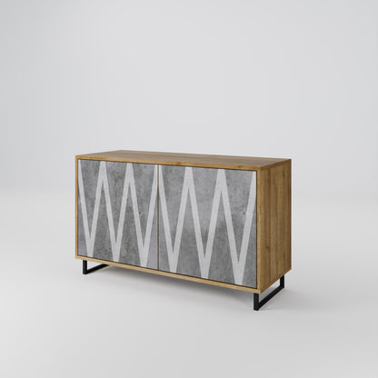 Credenza SOLID ZIG ZAG a 2 ante in effetto rovere
