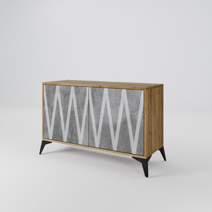 Credenza SOLID ZIG ZAG a 2 ante in effetto rovere