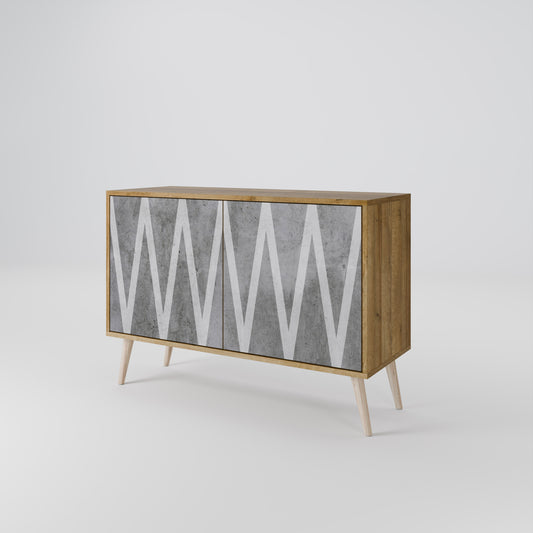Credenza SOLID ZIG ZAG a 2 ante in effetto rovere