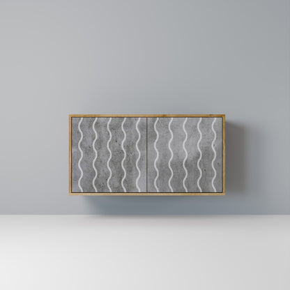 Credenza WAVES OF CONCRETE a 2 ante in effetto rovere