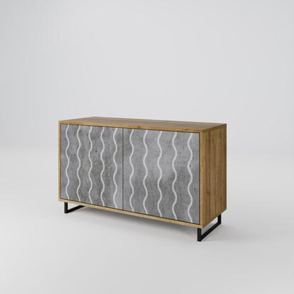 Credenza WAVES OF CONCRETE a 2 ante in effetto rovere