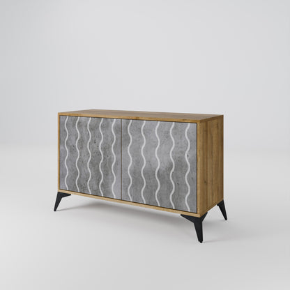 Credenza WAVES OF CONCRETE a 2 ante in effetto rovere