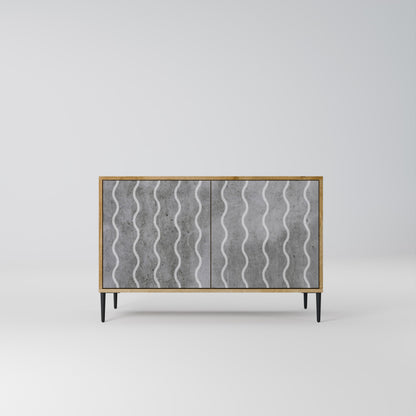 Credenza WAVES OF CONCRETE a 2 ante in effetto rovere