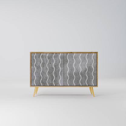 Credenza WAVES OF CONCRETE a 2 ante in effetto rovere