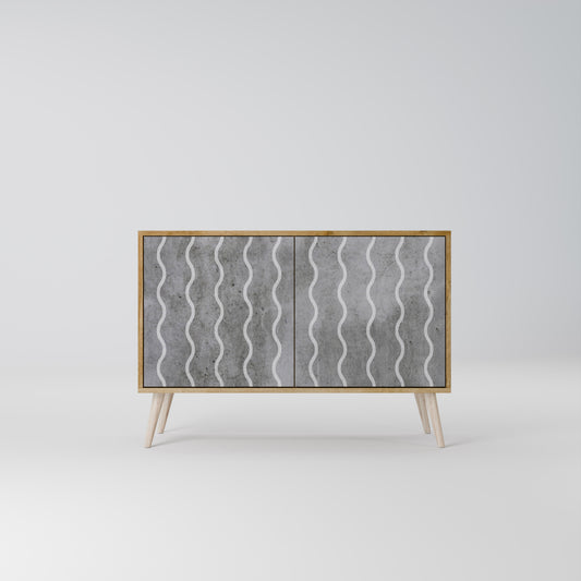 Credenza WAVES OF CONCRETE a 2 ante in effetto rovere