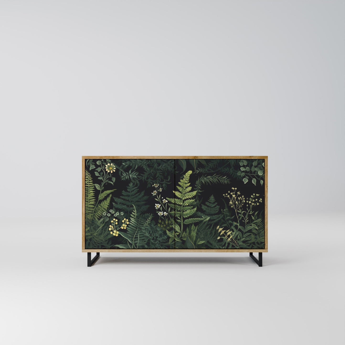 Credenza a 2 ante FERN FLOWERS in effetto rovere