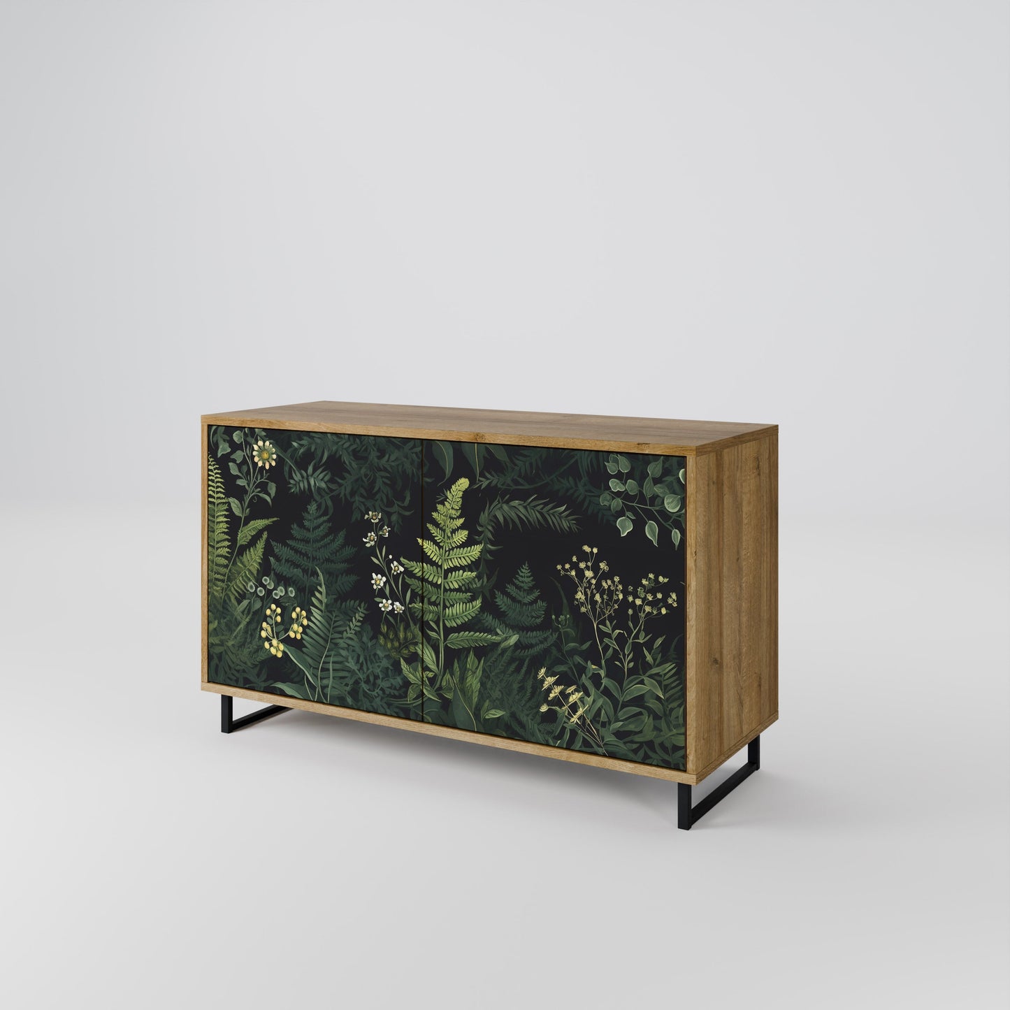 Credenza a 2 ante FERN FLOWERS in effetto rovere