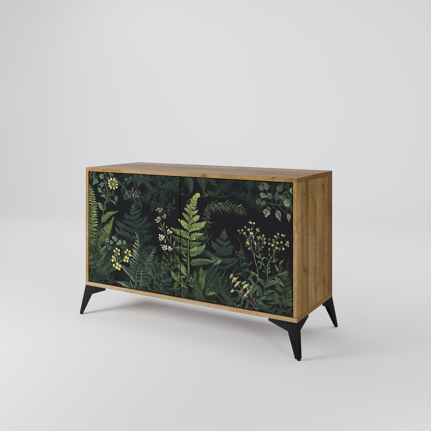 Credenza a 2 ante FERN FLOWERS in effetto rovere