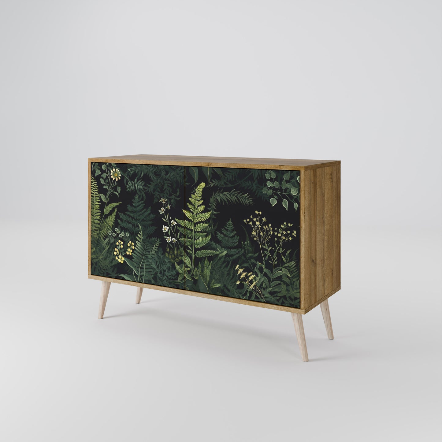 Credenza a 2 ante FERN FLOWERS in effetto rovere