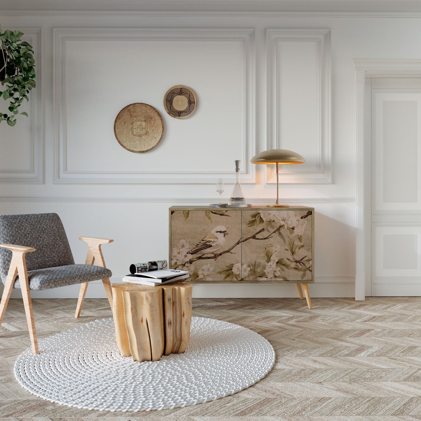 Credenza PETAL DISTINGUISH a 2 ante in effetto rovere
