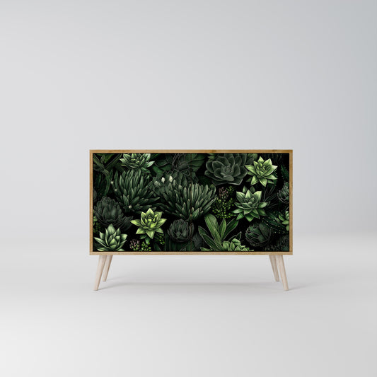 Credenza a 2 ante SUCCULENT JUNGLE in effetto rovere