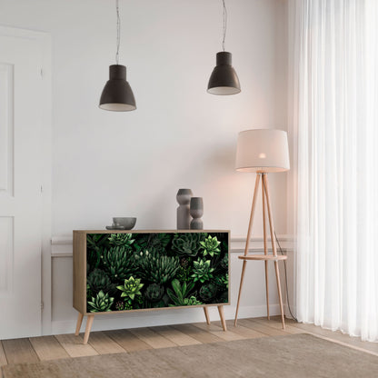 Credenza a 2 ante SUCCULENT JUNGLE in effetto rovere