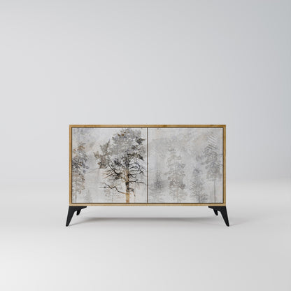 Credenza a 2 ante FADE IN THE TREES in effetto rovere